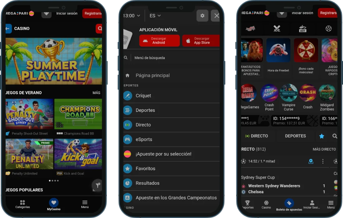 Megapari Casino Versión para Móvil